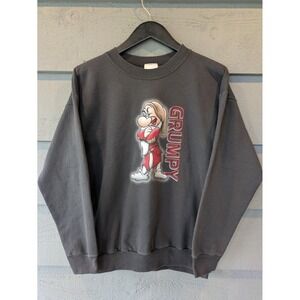 VTG Disney Store Sweatshirt Mens Medium Gray Grumpy Fleece Pullover Snow White